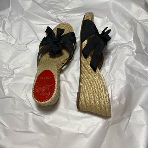 Christian Louboutin Woven Bow Espadrille Wedges